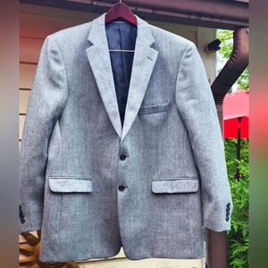 Stuart Hughes Men's 44R Black White Wool Blazer Sport Coat Suit Jacket R3